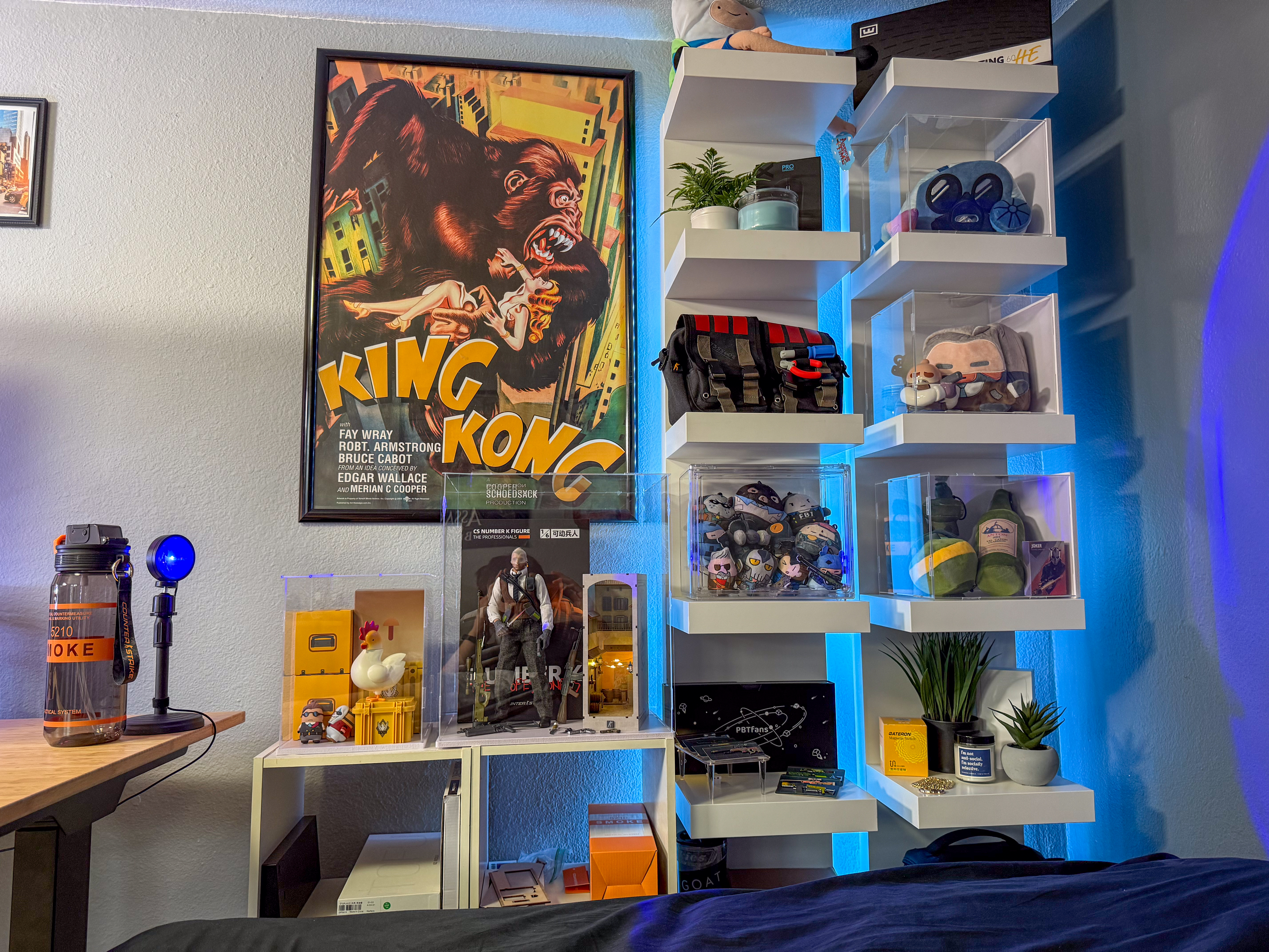 Ikea white shelves with merchendise from Shanghia CS2 Major